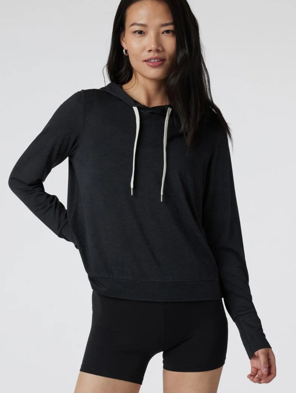 Vuori Women's Halo Essential Hoodie Black Heather Sweatshirt Size S